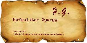 Hofmeister György névjegykártya